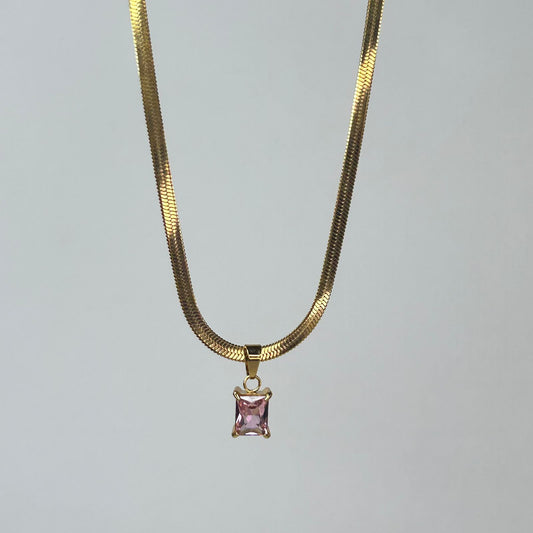Pink Solitaire Necklace