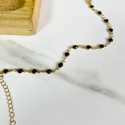 Black Stone Beaded Gold Bracelet