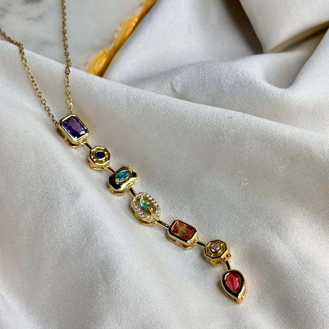 Bejewelled Necklace 02 (Gold -Multi Color)