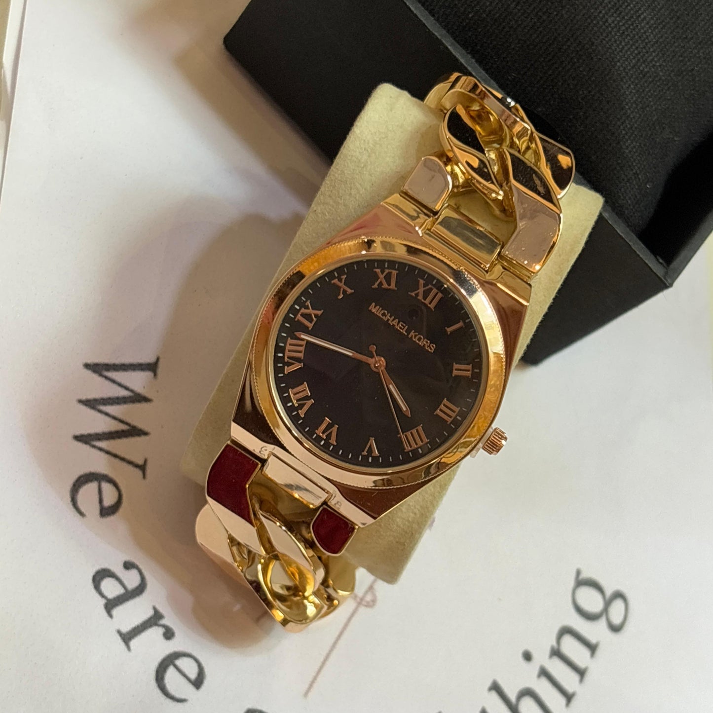 MK Link Watch (Rose Gold - Black)- 32 Mm