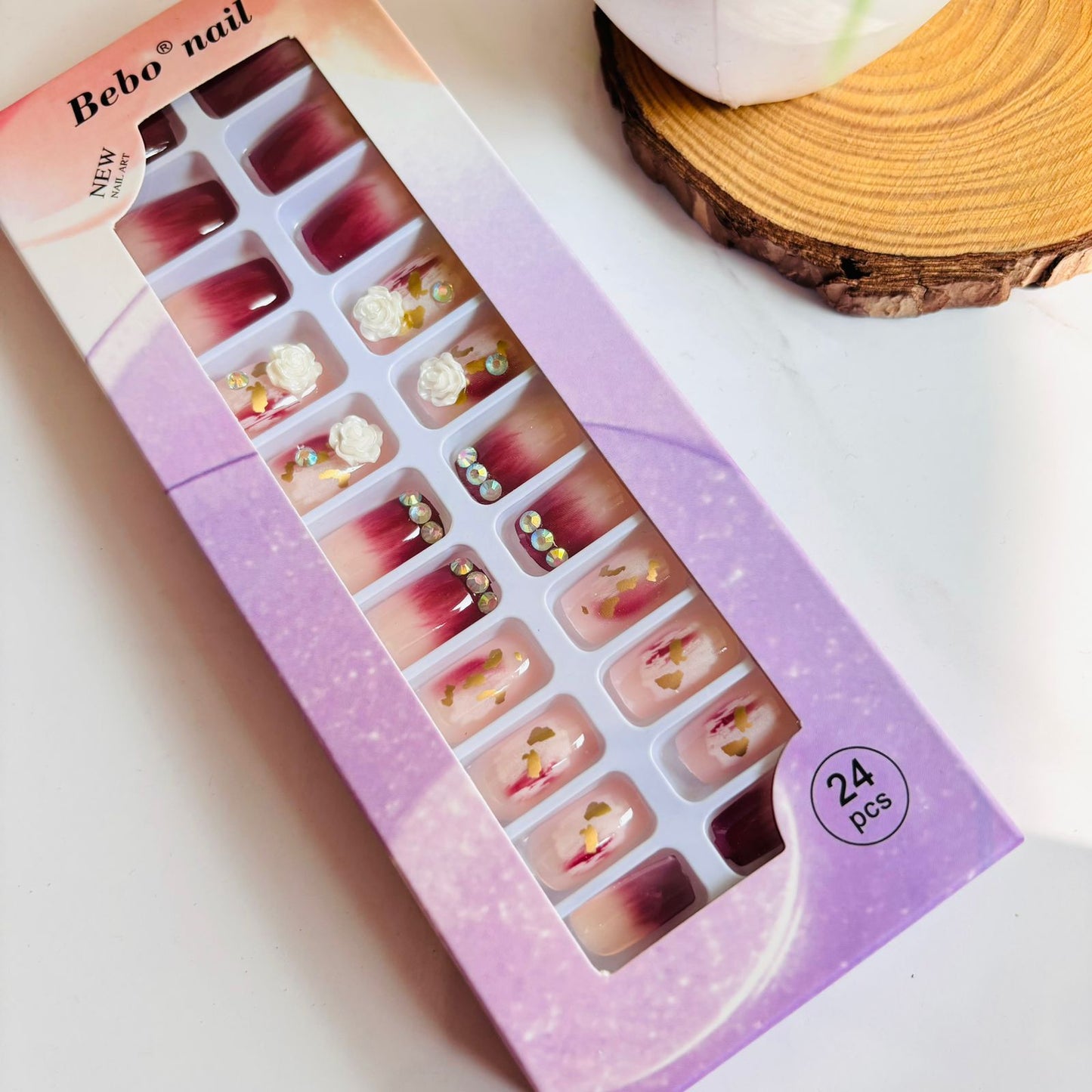 052 Embellished Gel Stick On Nails (Pack of24)