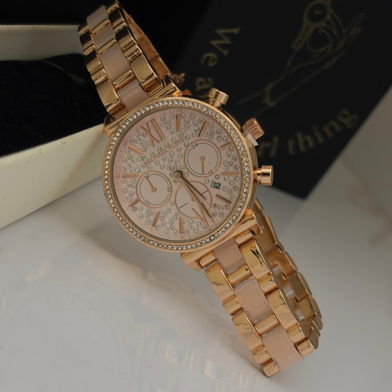 MK Embellished Rose Strap Watch