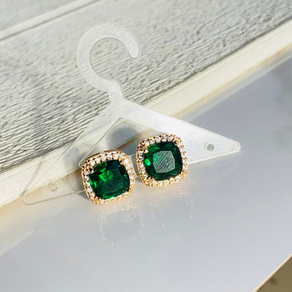 Emerald Rose Embelished Solitaire Studs