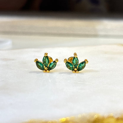 Emerald Leaf Flatback Studs