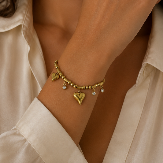 Viral Heart Charm Chunky Bracelet