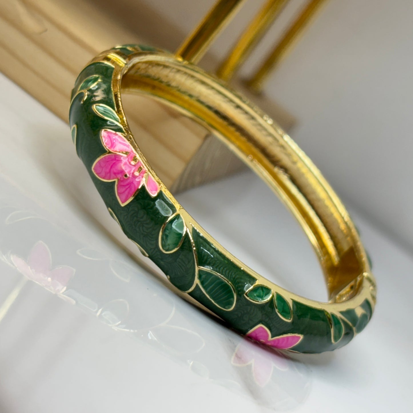 Vintage Green Enamel Bangle
