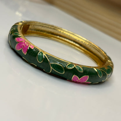 Vintage Green Enamel Bangle