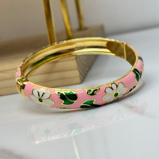 flora Pink Enamel Bangle