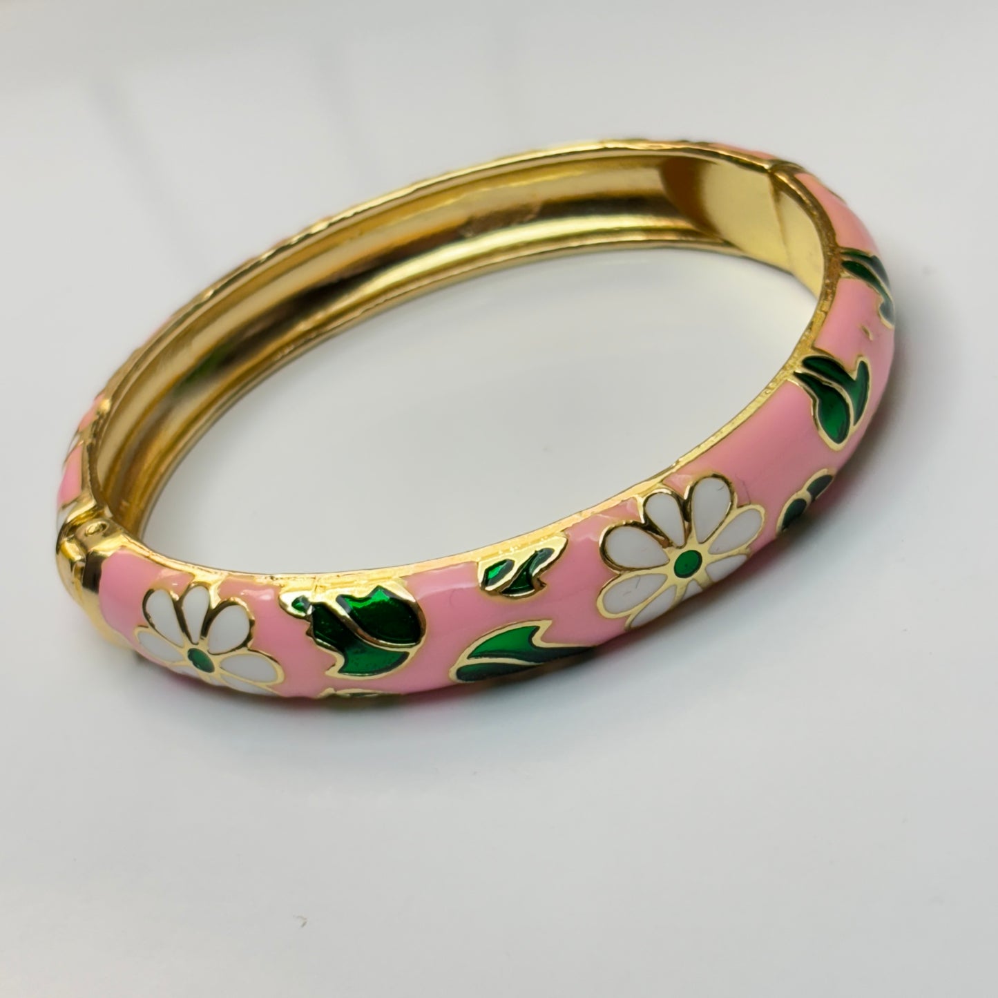 flora Pink Enamel Bangle