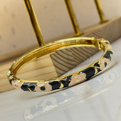 feminine Black Enamel Bangle