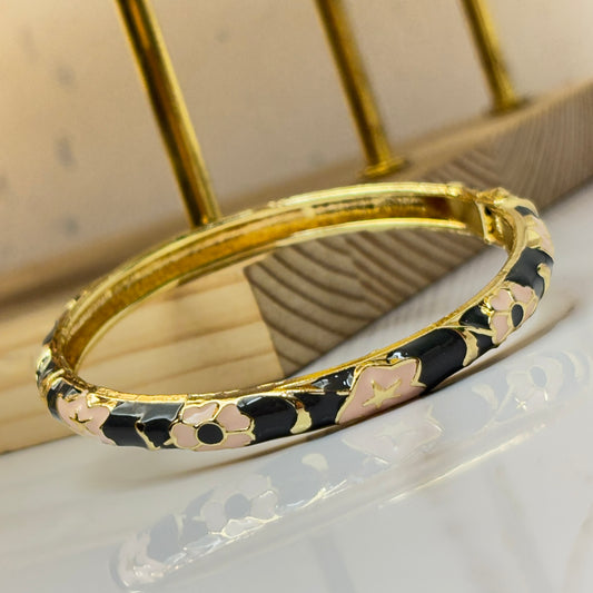 feminine Black Enamel Bangle