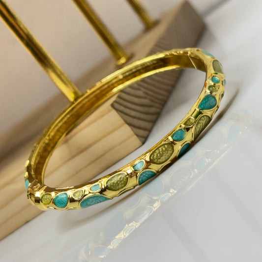 feminine Green Enamel Bangle