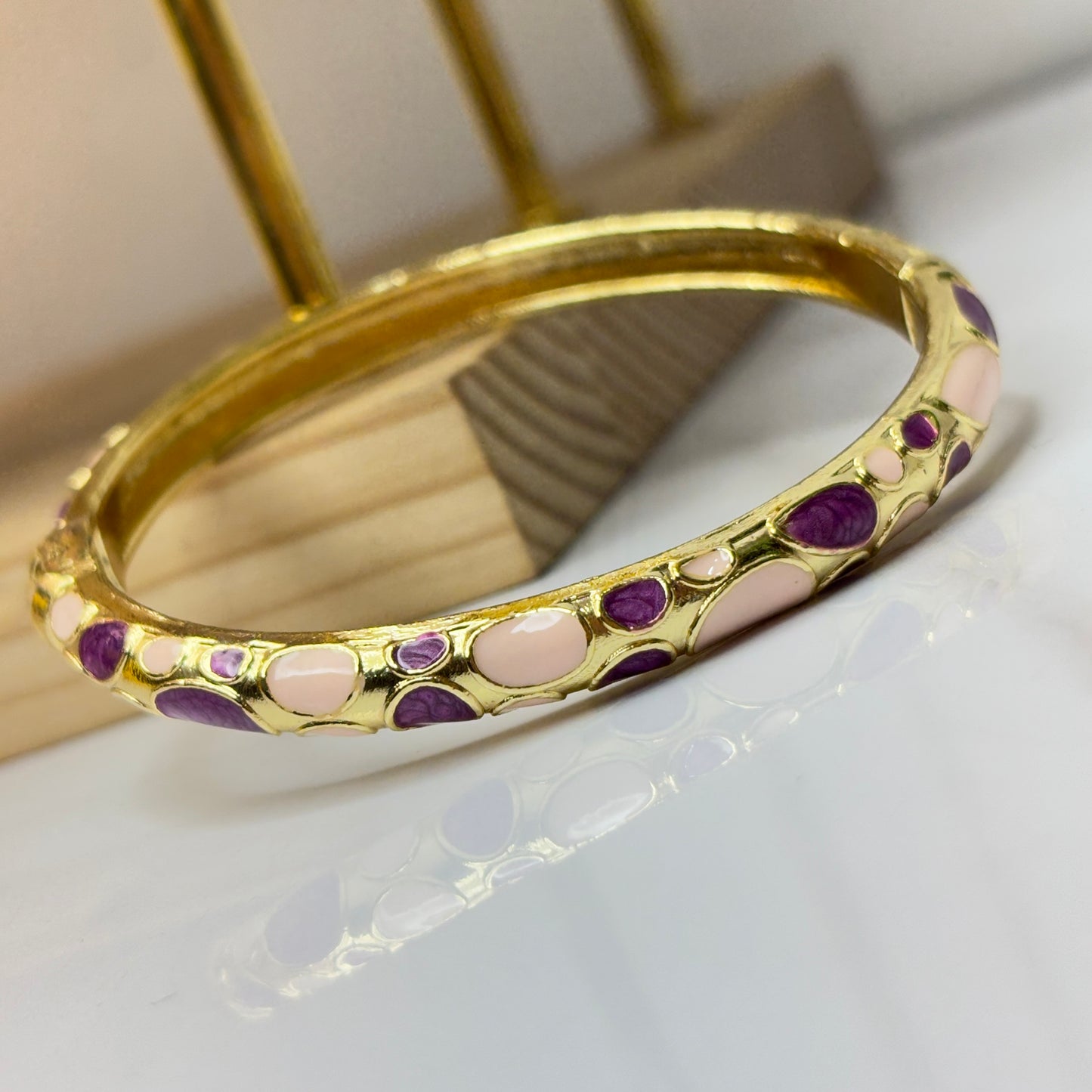 Floral Purple Enamel Bangle