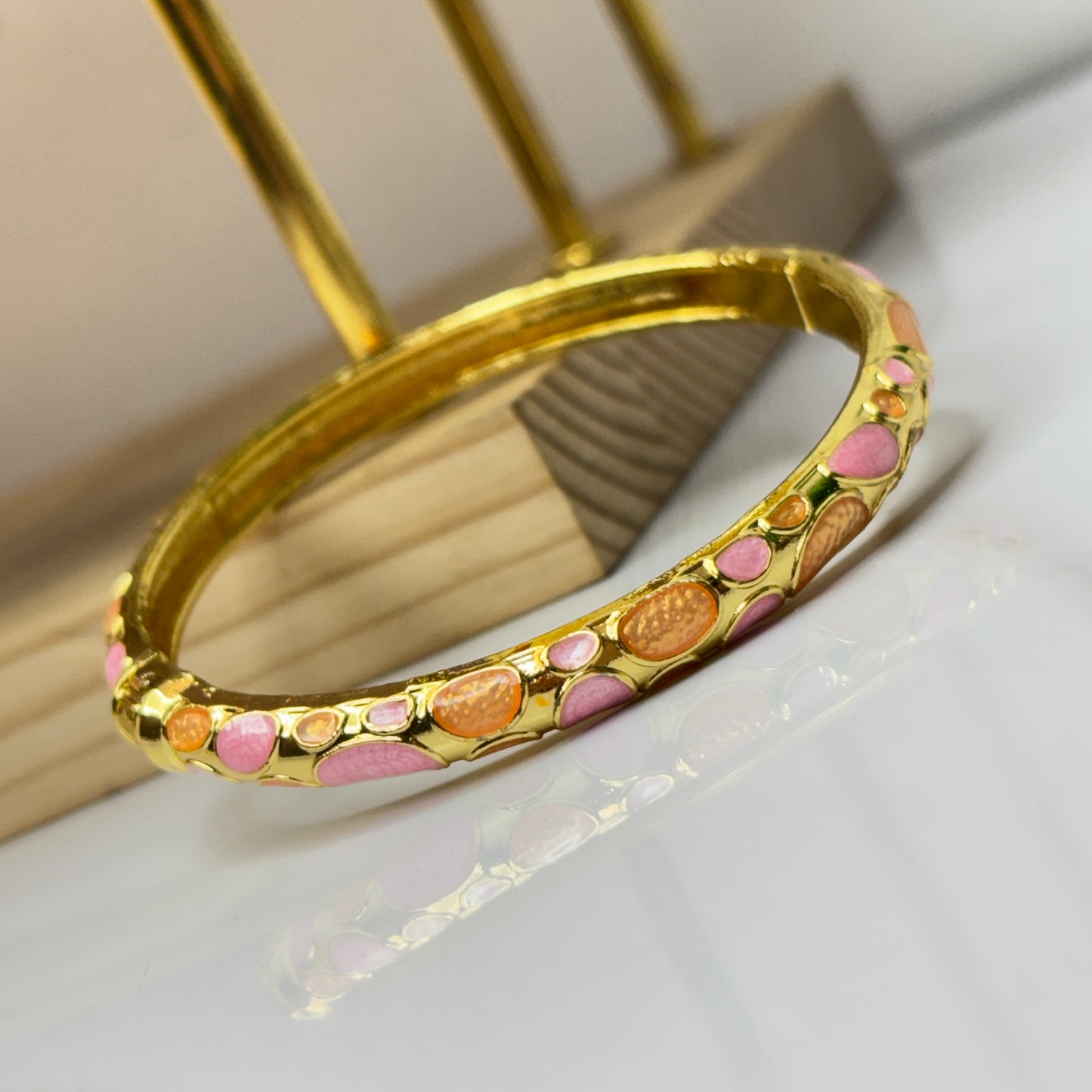 Vintage Orange Enamel Bangle