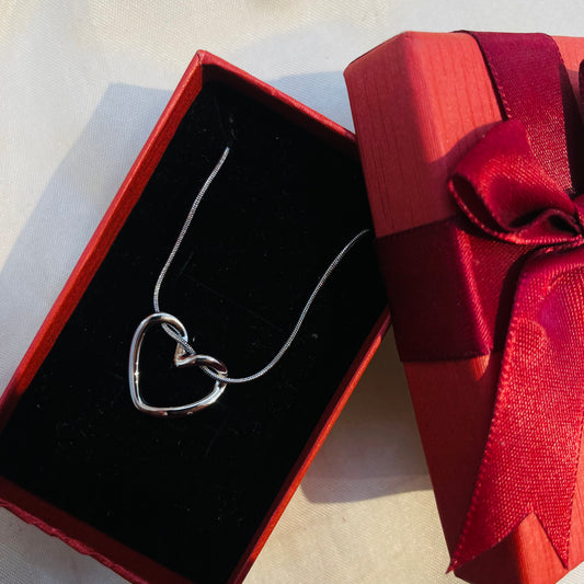 Silver Twined Heart Necklace