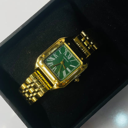 Vintage Cartier Watch (Gold Green Dial)