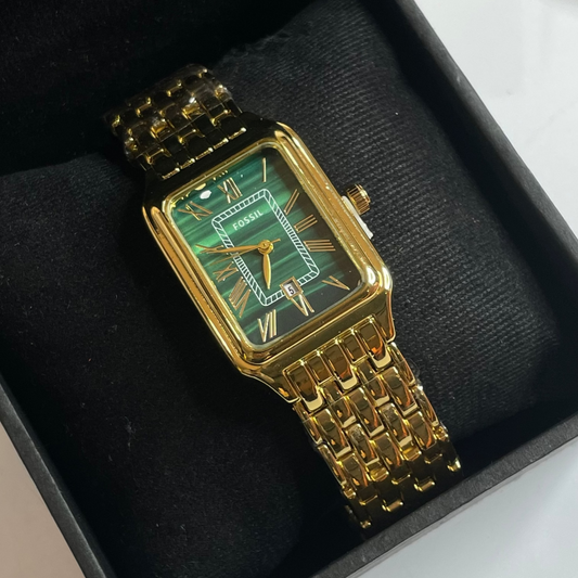 Vintage Fossil Watch (Gold Green Dial)