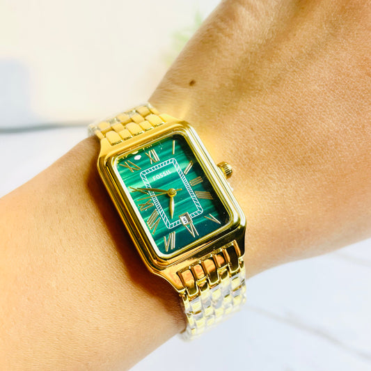Vintage Fossil Watch (Gold Green Dial)