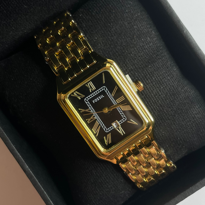 Vintage Fossil Watch (Gold Black Dial)