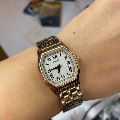 Vintage Fossil Watch (Rose Gold with White Dial)