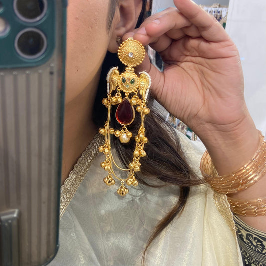 Meher Kashmiri Jhumka (Red Green)