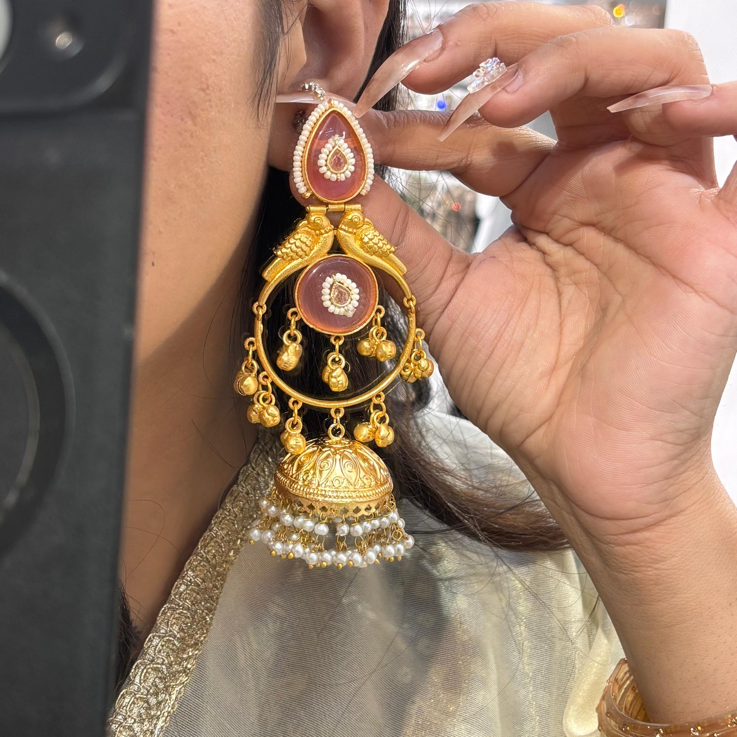 Kanak Kashmiri Jhumka (Pink)