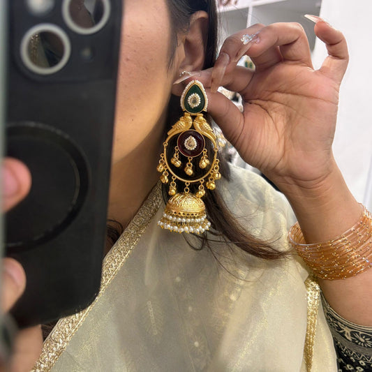 Kanak Kashmiri Jhumka ( Red Green)
