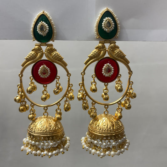 Kanak Kashmiri Jhumka ( Red Green)