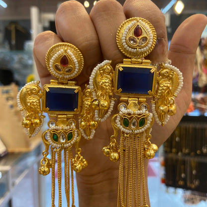 Aratika Kashmiri Earrings (Blue)