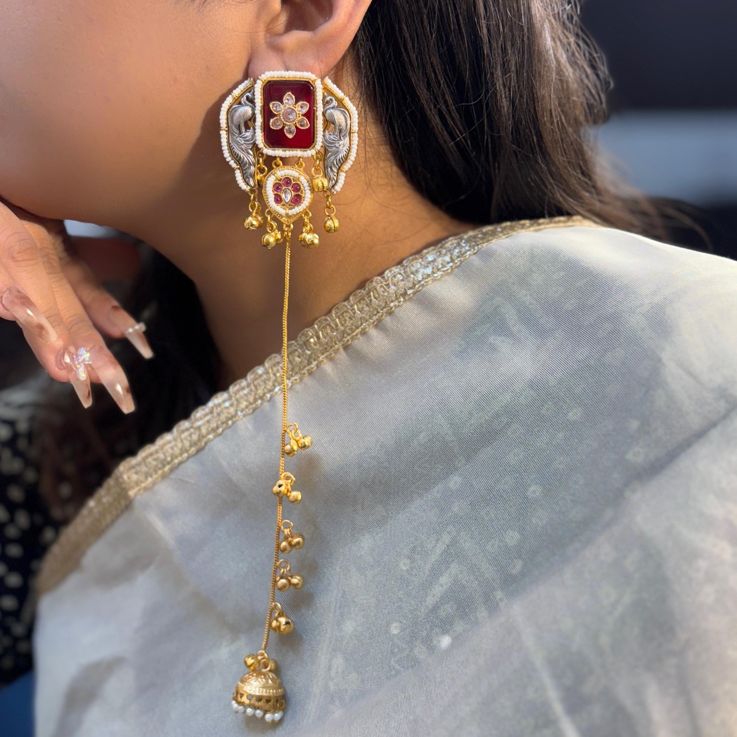 Morni Kashmiri Earrings (Red)