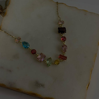 Bejewelled Multi Stone Necklace 01