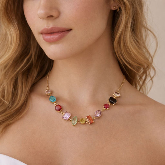 Bejewelled Multi Stone Necklace 01