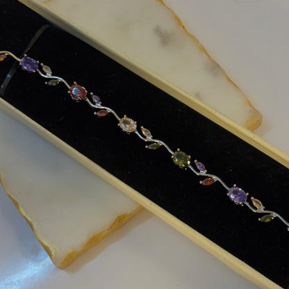 Multi Color Tulip Cinderella Bracelet (Silver)