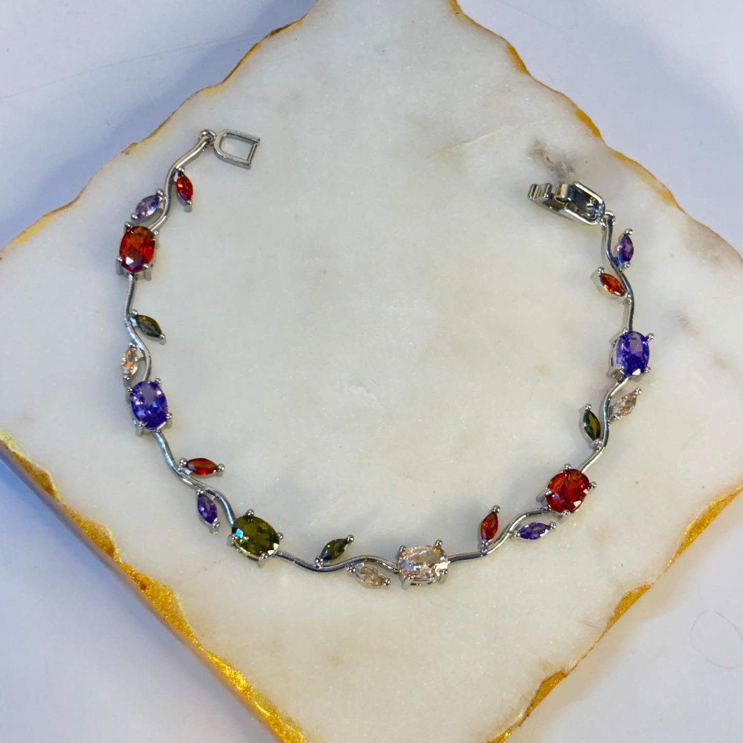 Multi Color Tulip Cinderella Bracelet (Silver)
