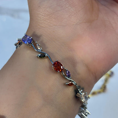 Multi Color Tulip Cinderella Bracelet (Silver)