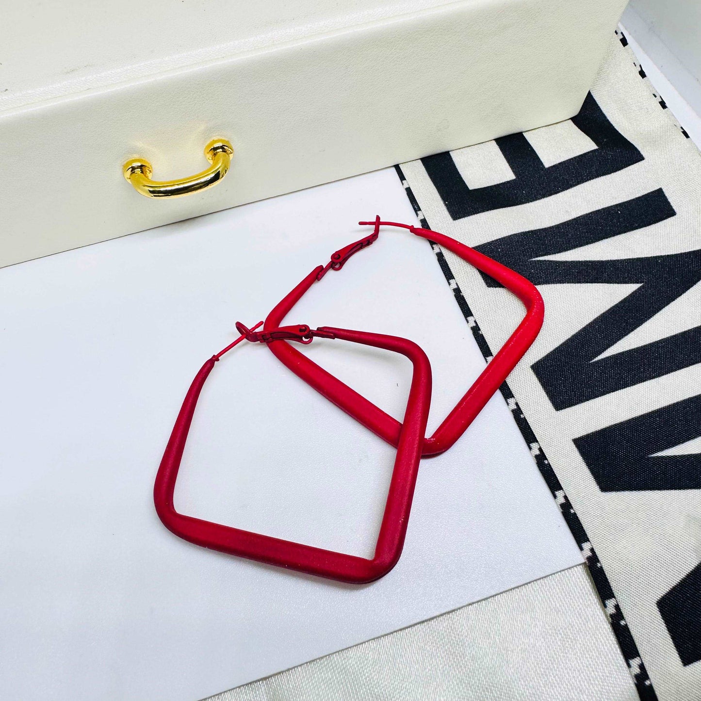 Cherry Red Square Hoops