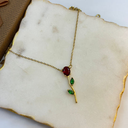 Tulip Cinderella Necklace (Green-red)