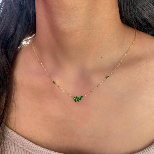 Emerald  Leafy Necklace