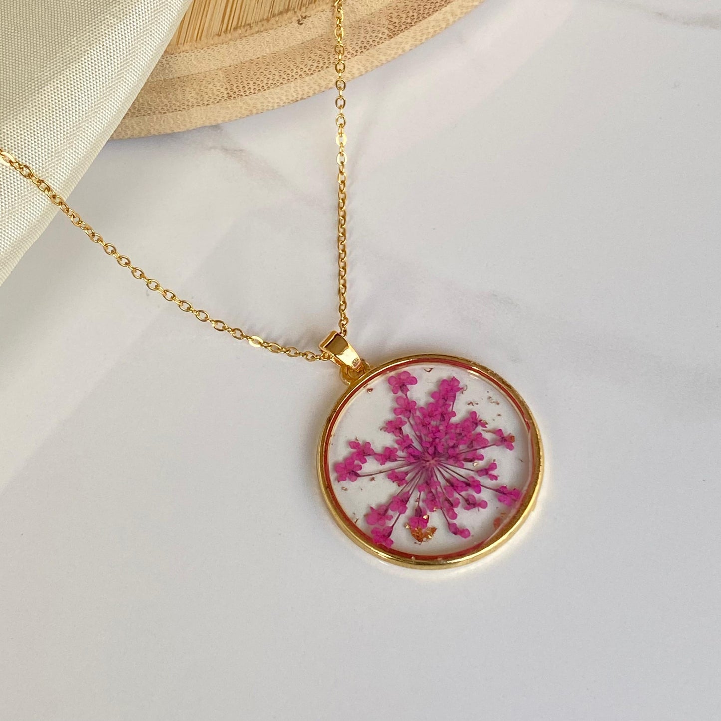 Pink Blossom Resin Necklace