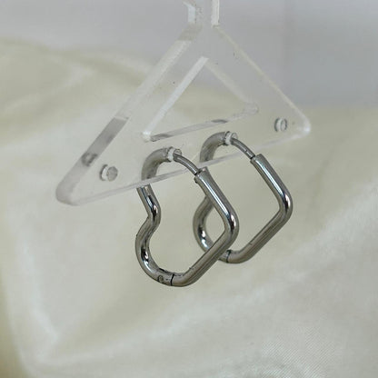 Classic Silver Heart Hoops
