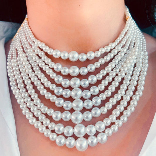 Stunner 8 Layer Pearl Choker