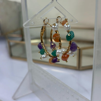 Miami Beach Stones Hoop Earrings