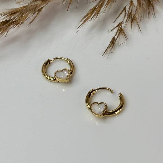 White Heart Mini Hoops