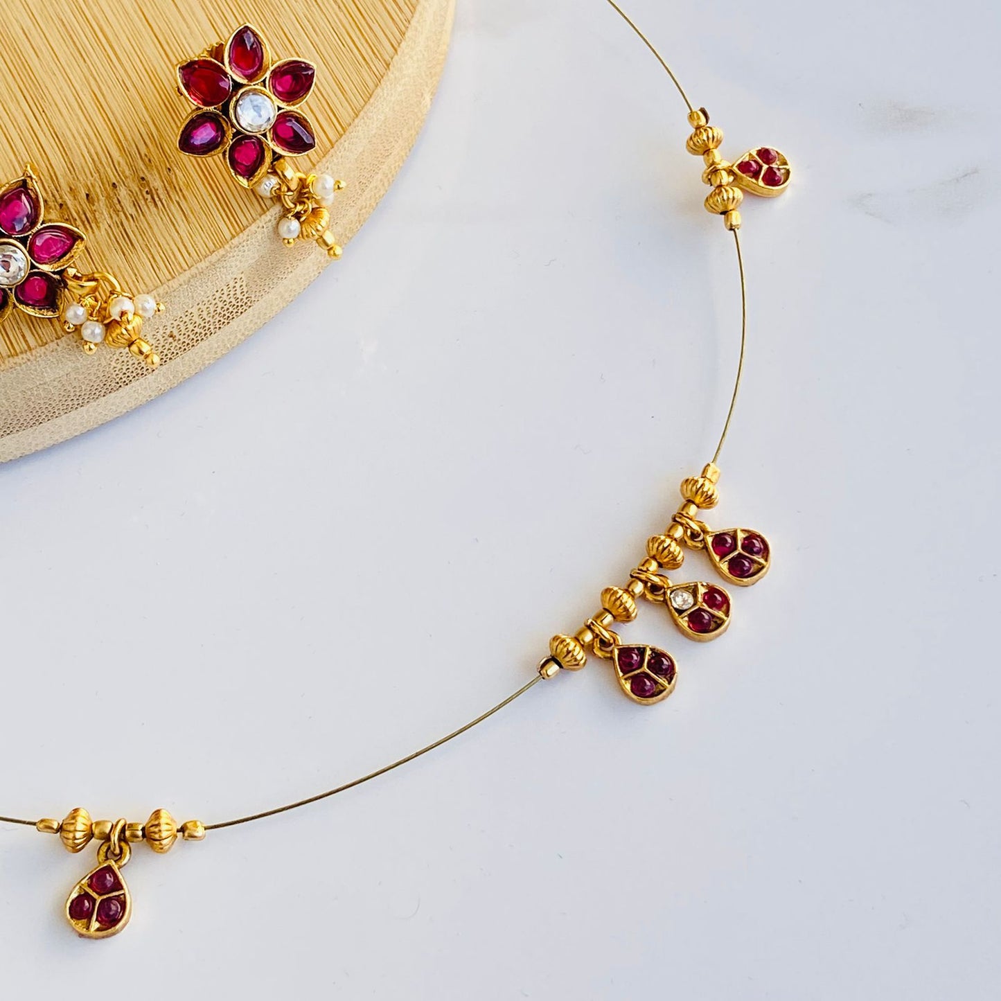 Aranya Ruby Invisible Chain Set