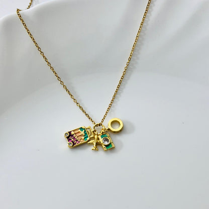 Travel Freak Multi Charm 18K Necklace