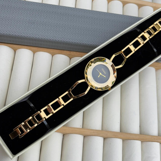 Gucci Crystal Gold Black Watch