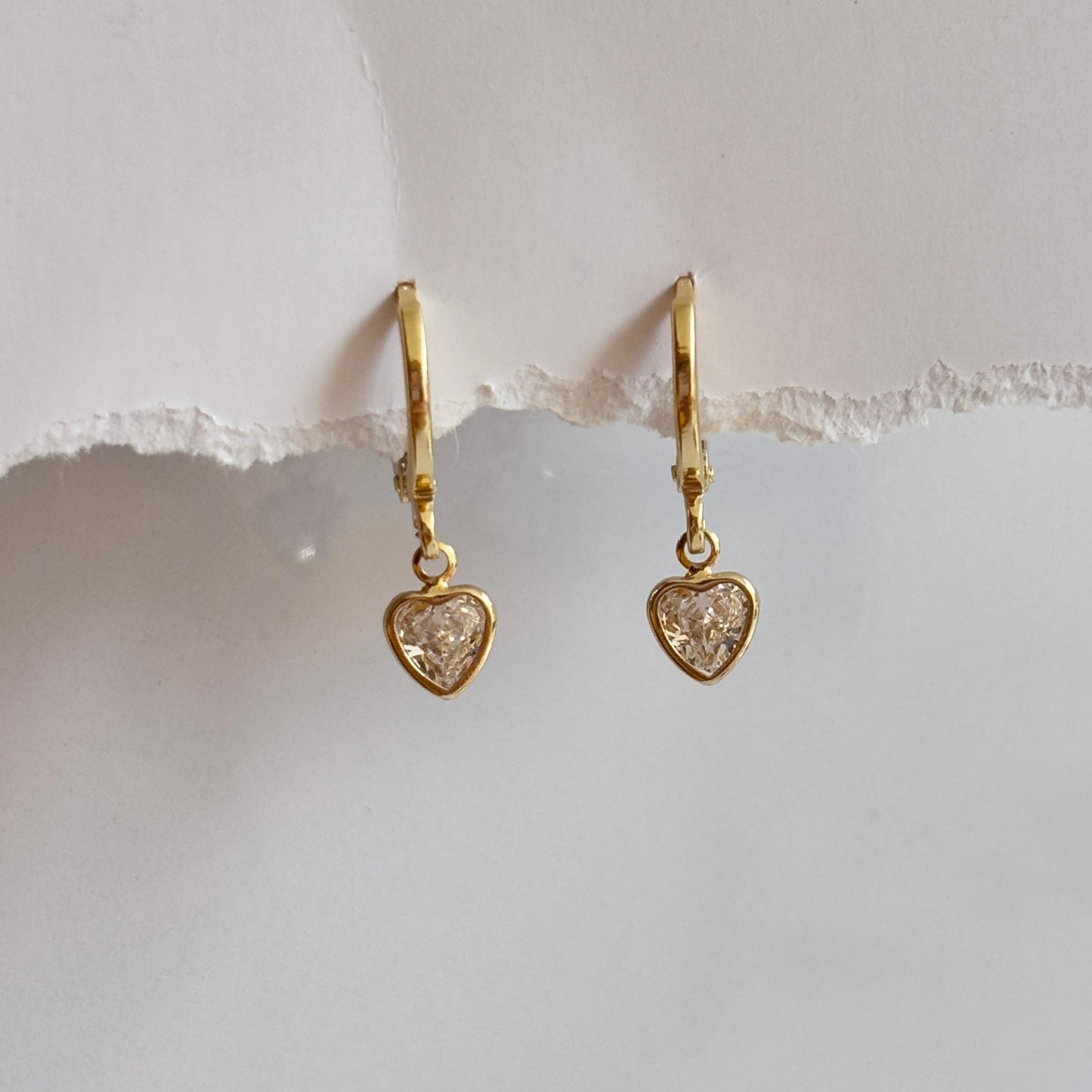 Heart Crystal Huggies Earrings
