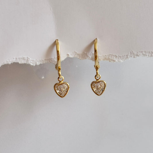 Heart Crystal Huggies Earrings