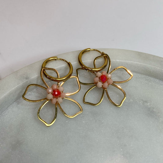 Daisy Earings-Vermillion