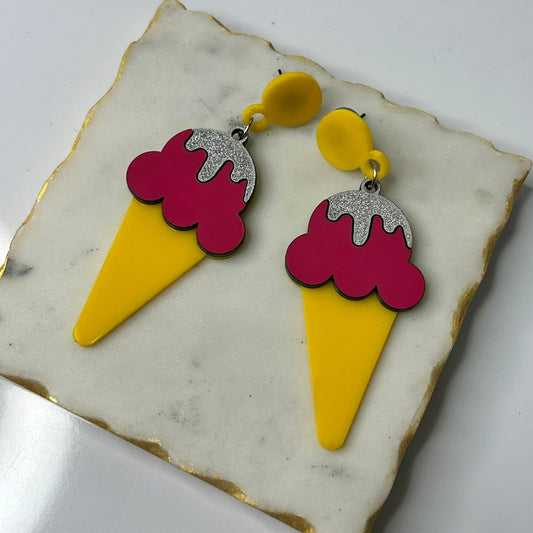 Raspberry Icecream Earrings